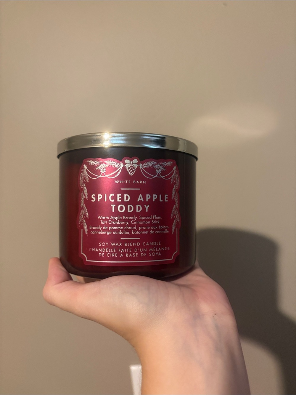 White Barn Spiced Apple Toddy Candle - Deep Red Jar - Soy Wax Blend - Holiday